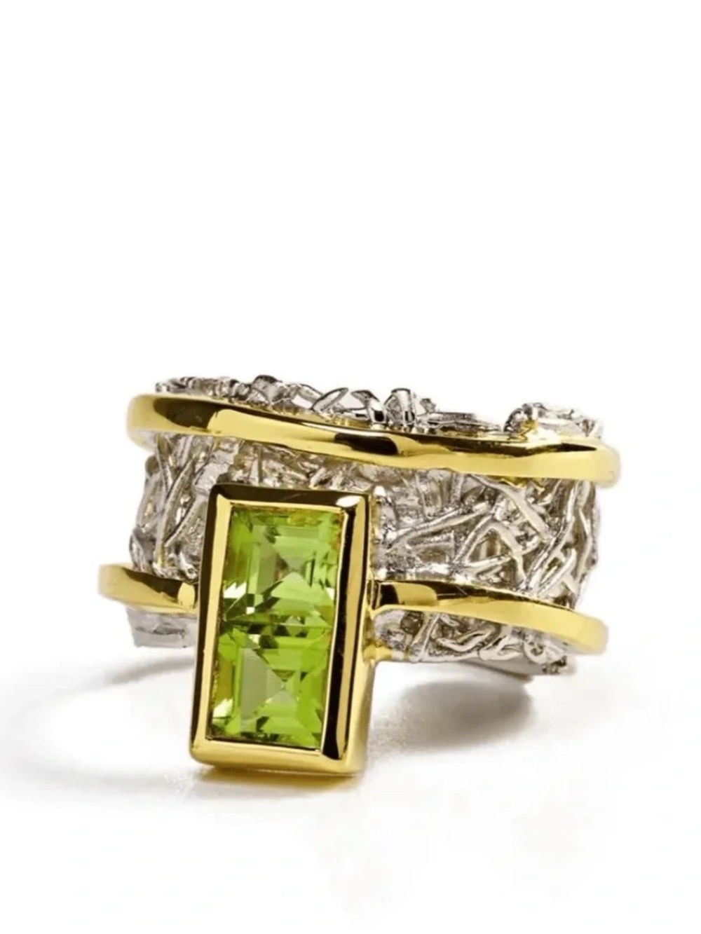 German Kabirski Verina Peridot Mixed Metal Ring Size 6